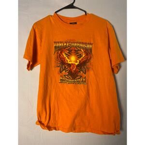 Harley-Davidson Buds Evansville, Indiana Flame Eagle Orange Graphic Shirt Medium